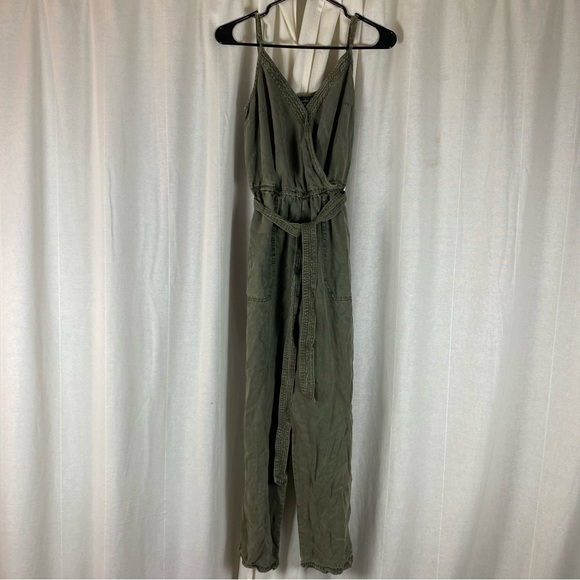 Abercrombie & Fitch Womens Medium Jumpsuit Wrap Front Utility Green Safari - Picture 3 of 8